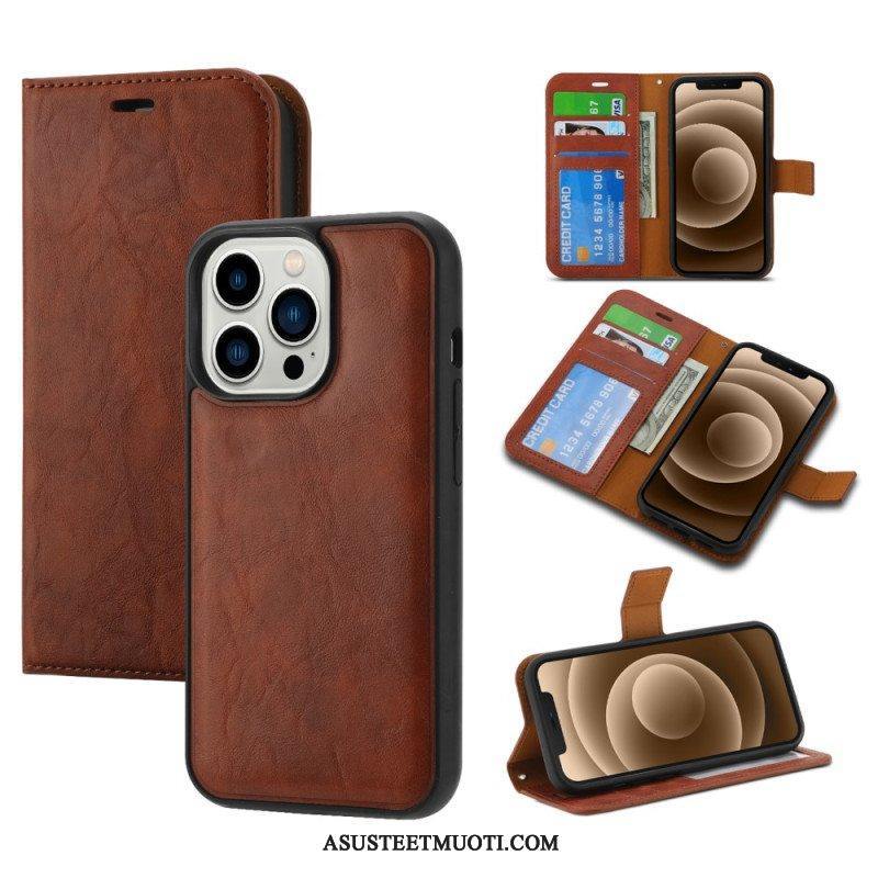 Case Nahkakotelo iPhone 15 Plus Vintage-tyyli Irrotettavalla Kuorella