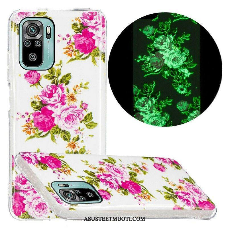 Case Poco M5s Fluoresoivat Liberty Flowers