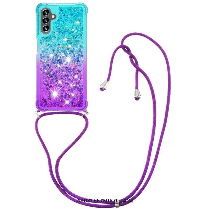 Case Samsung Galaxy A54 5G Kiristysnyörillä Glitter Silikoni Johto