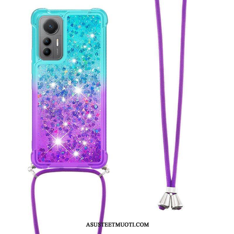 Case Xiaomi 12 Lite Kiristysnyörillä Glitter Silikoni Johto