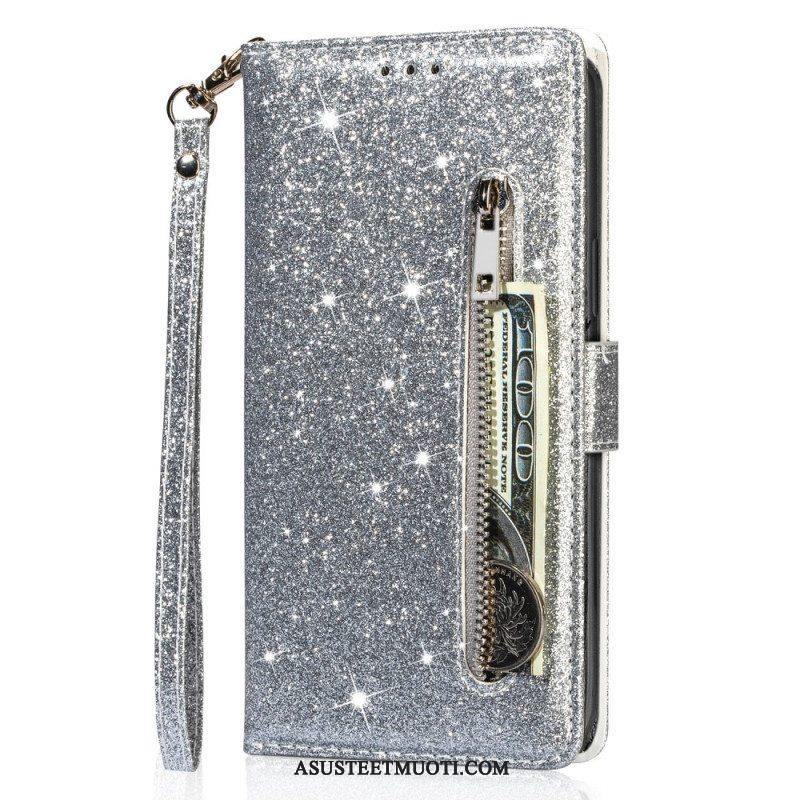 Flip Case Google Pixel 6 Pro Glitter Kolikkopussi