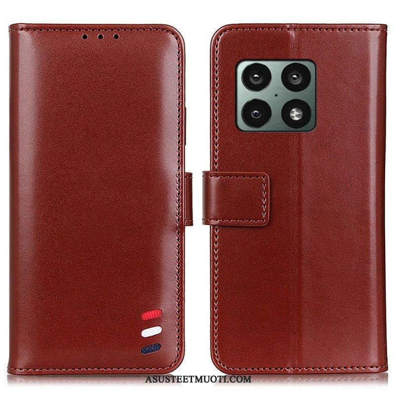 Flip Case OnePlus 10 Pro 5G Kolmivärinen Nahkaefekti