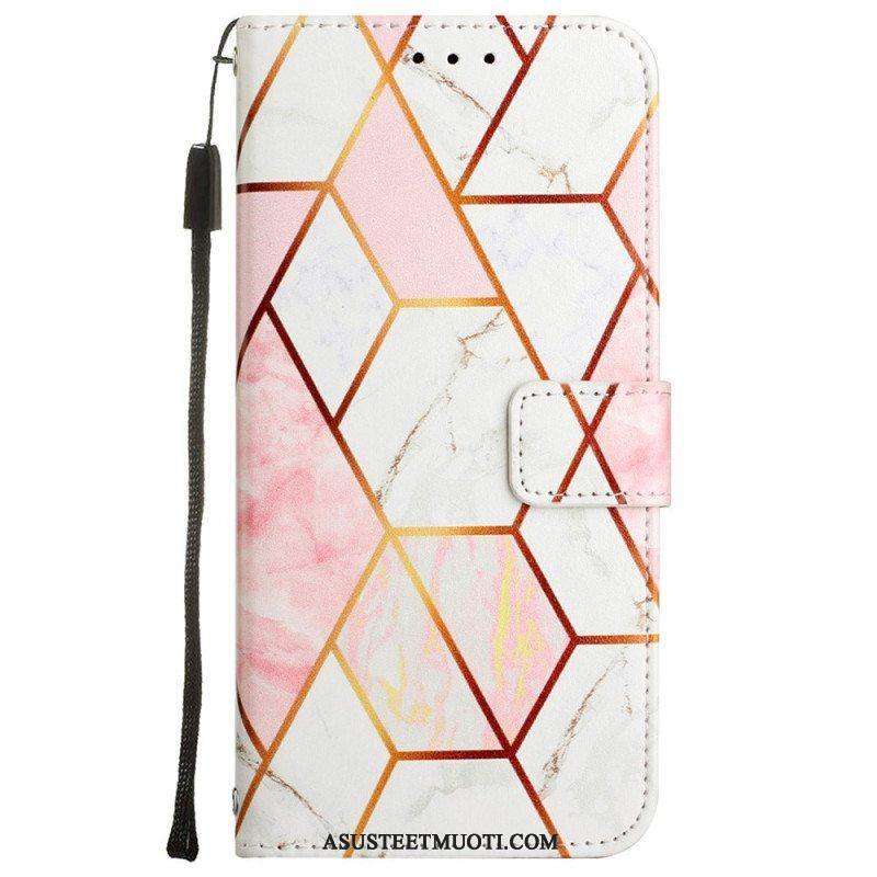 Flip Case Oppo A54 5G / A74 5G Marmori Kaulanauhalla