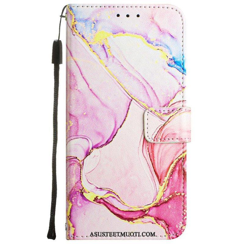 Flip Case Oppo A54 5G / A74 5G Marmori Kaulanauhalla