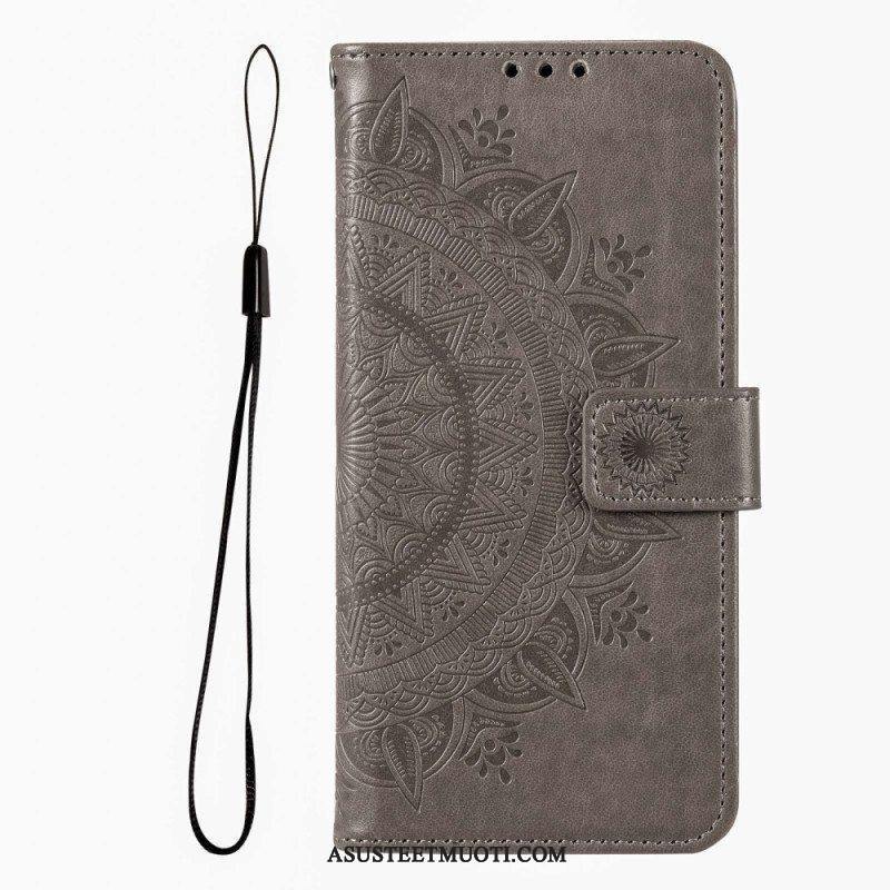 Flip Case Poco X5 Pro 5G Mandala-aurinko Kaulanauhalla