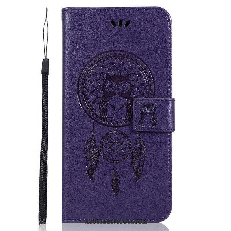 Kotelot Poco M4 Pro 5G Nahkaefekti Dreamcatcher Owl