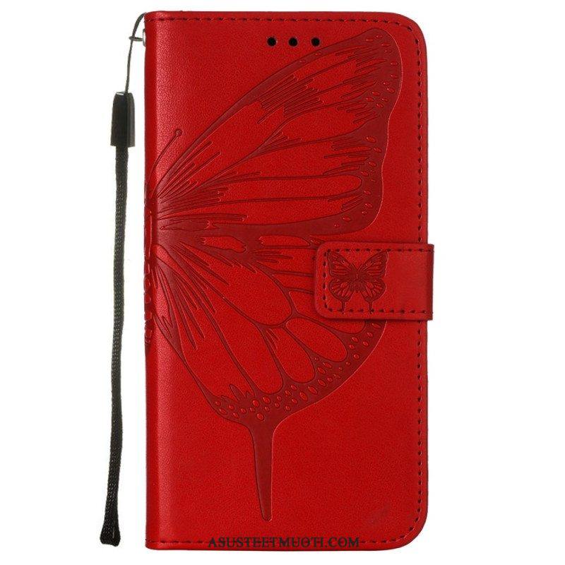 Kotelot Samsung Galaxy S23 5G Butterfly Design Kaulanauhalla