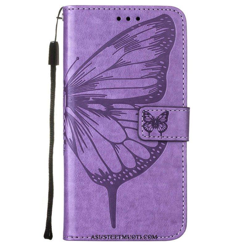 Kotelot Samsung Galaxy S23 5G Butterfly Design Kaulanauhalla