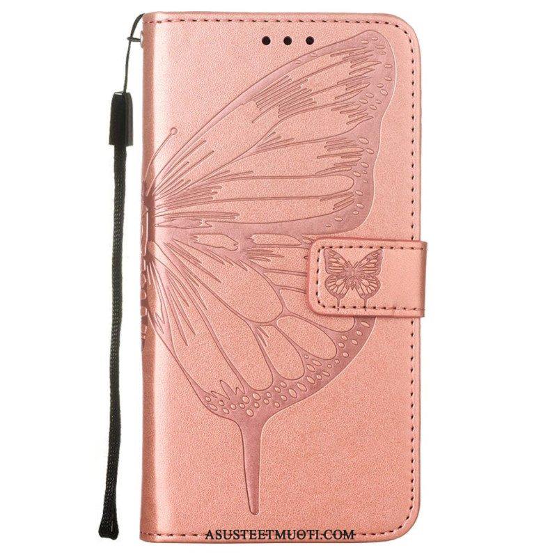 Kotelot Samsung Galaxy S23 5G Butterfly Design Kaulanauhalla