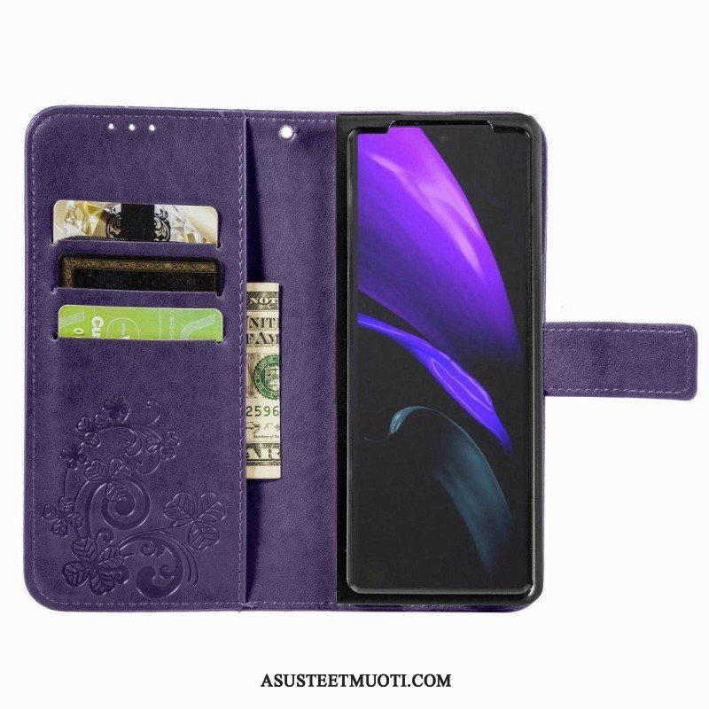 Kotelot Samsung Galaxy Z Fold 4 Clovers-kuvio Hihnalla