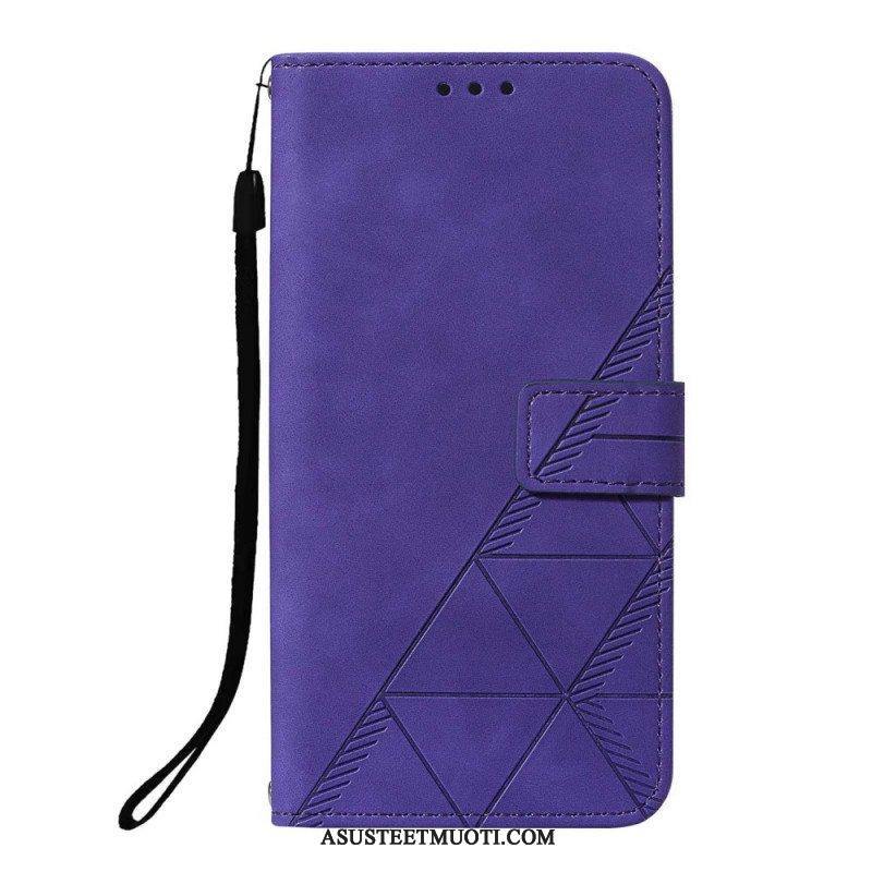 Kotelot Xiaomi Redmi Note 10 Pro Suojaketju Kuori Strappy Geometric Leather Style