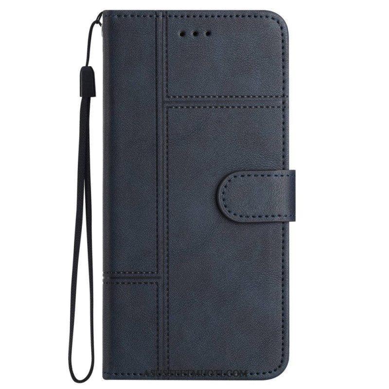 Kotelot iPhone 14 Pro Max Suojaketju Kuori Strappy Business Leather Style