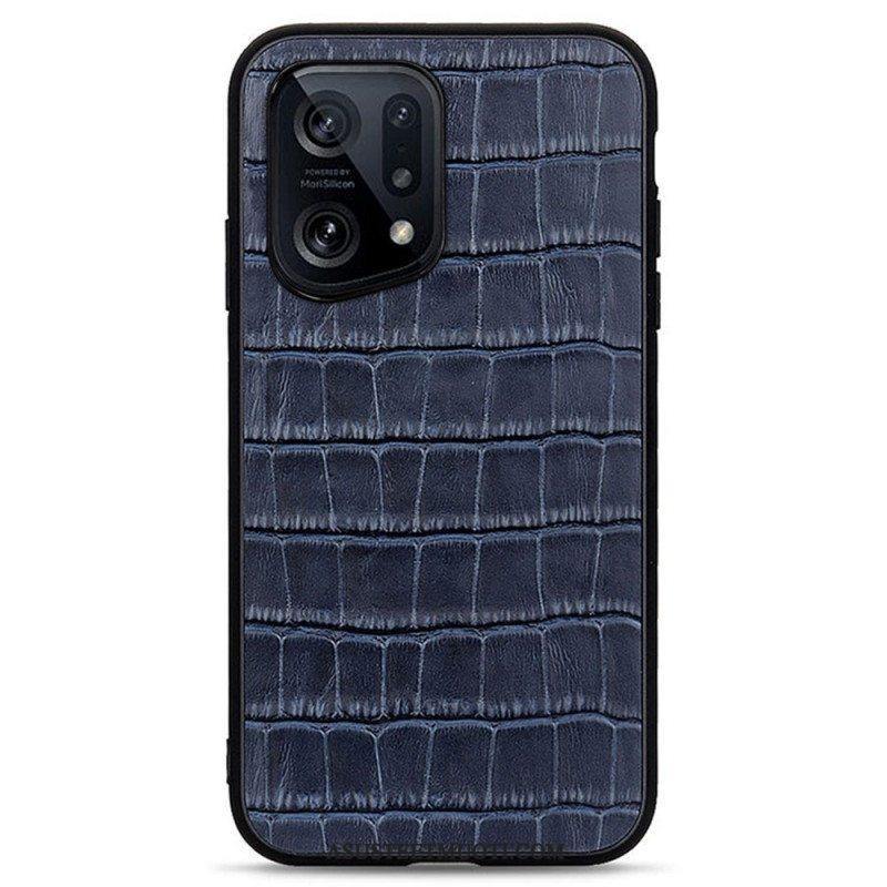 Kuori Oppo Find X5 Aito Crocodile Texture -nahka