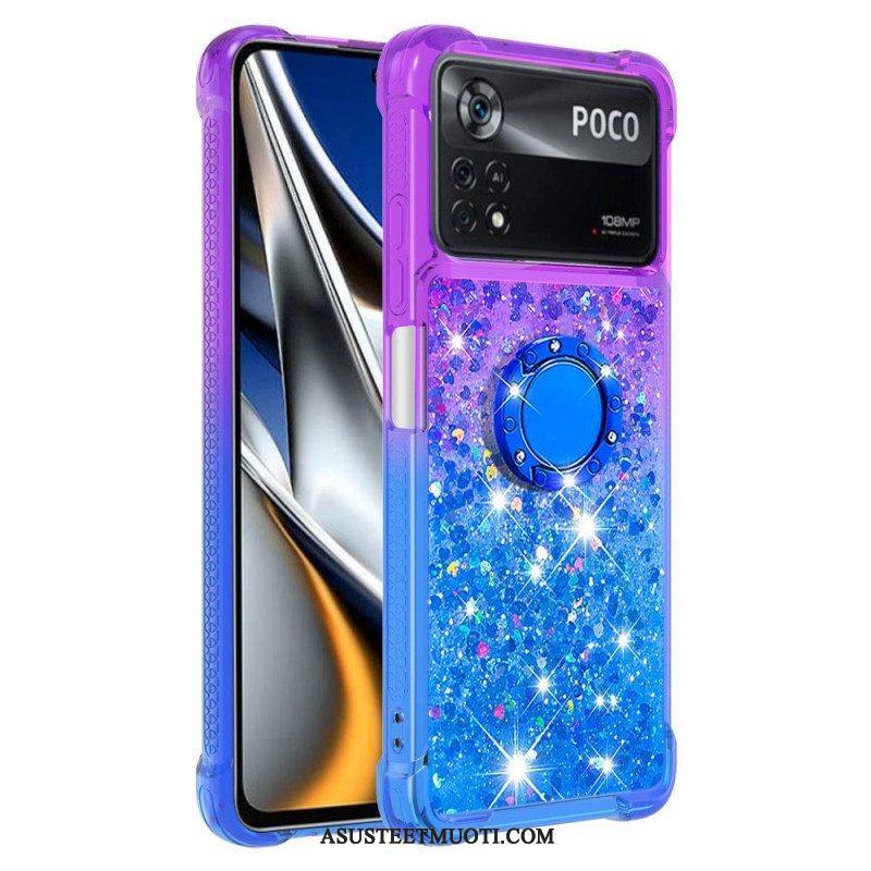 Kuori Poco X4 Pro 5G Glitter Ring-kiinnike