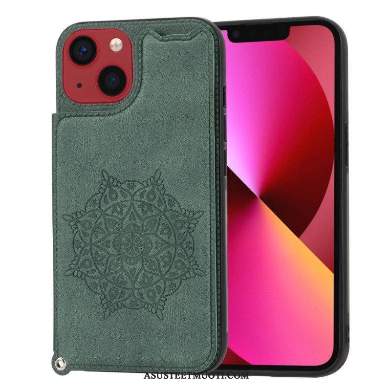 Kuori iPhone 14 Suojaketju Kuori Mandala Strap -korttipidike