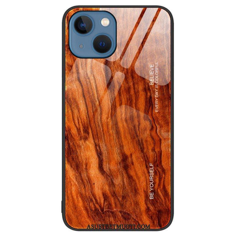 Kuori iPhone 15 Plus Tempered Glass Wood Design