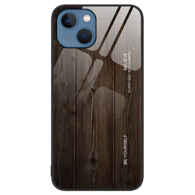 Kuori iPhone 15 Plus Tempered Glass Wood Design