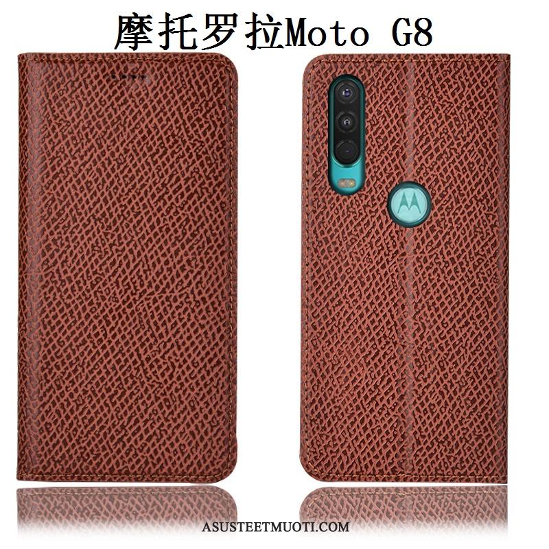 Moto G8 Kuori Kuoret Musta Kukkakuvio Murtumaton Puhelimen