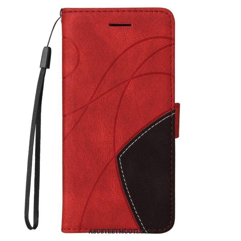 Nahkakotelo Poco M4 Pro 5G Kaksisävyinen Signature Faux Leather