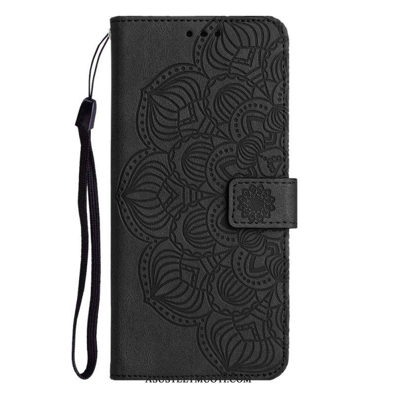 Nahkakotelo Samsung Galaxy A54 5G Suojaketju Kuori Strappy Mandala Print