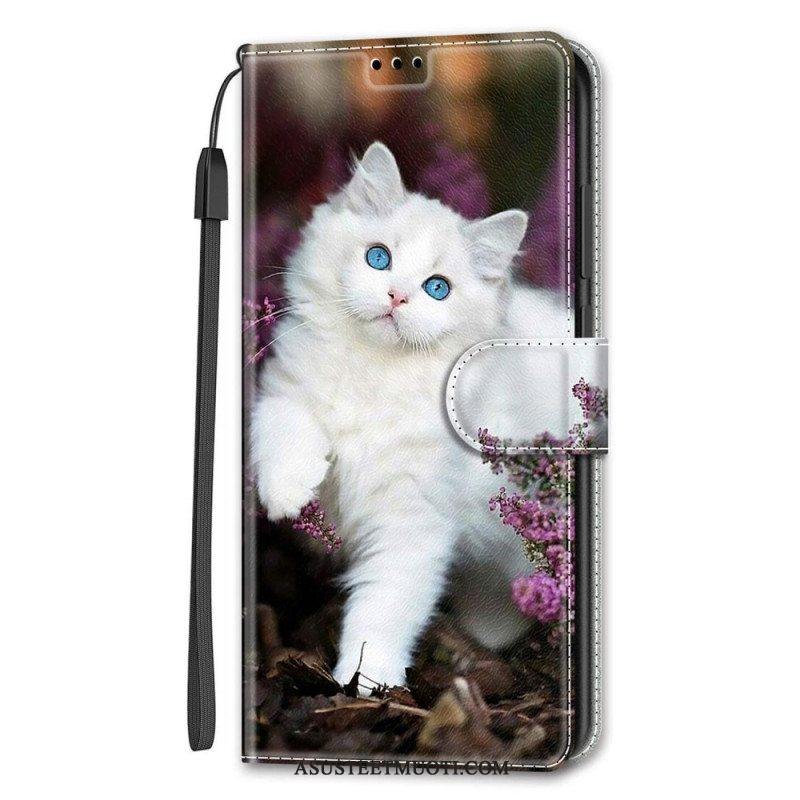 Nahkakotelo Samsung Galaxy S22 Ultra 5G Suojaketju Kuori Thong Cat Fan