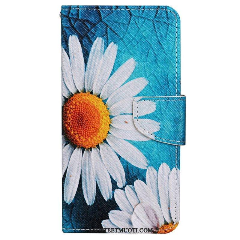 Nahkakotelo Xiaomi 12T / 12T Pro Suojaketju Kuori Strappy Daisy