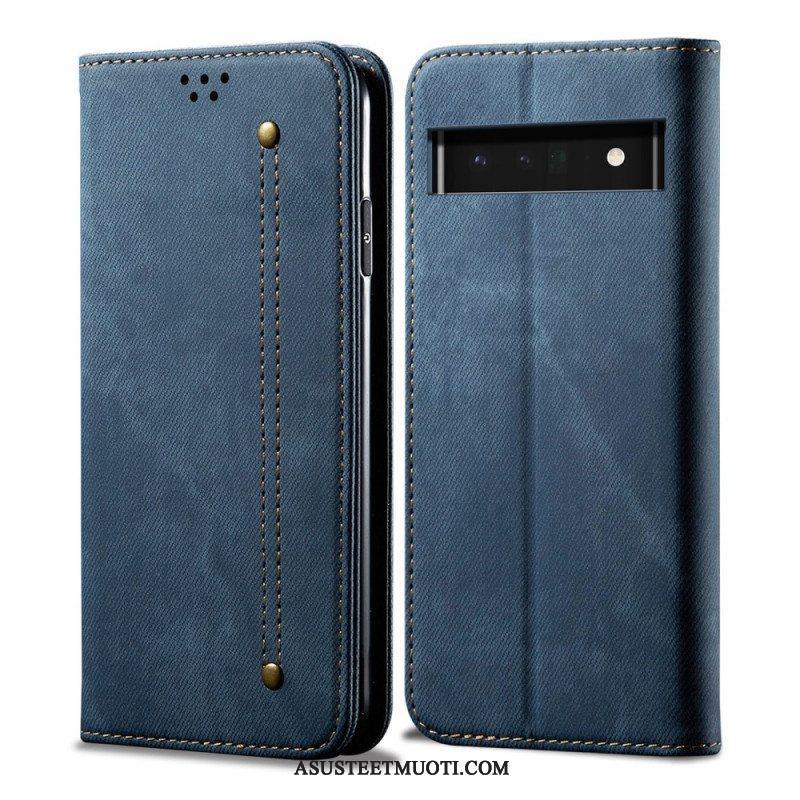 Puhelinkuoret Google Pixel 6 Kotelot Flip Denim Kangas