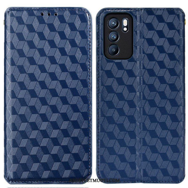 Puhelinkuoret Oppo Reno 6 5G Kotelot Flip 3d Diamond Leather Effect