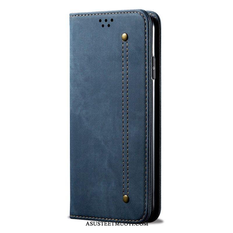 Puhelinkuoret Samsung Galaxy M32 Kotelot Flip Denim Kangas