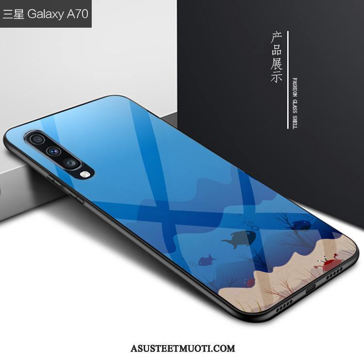 Samsung Galaxy A70 Kuoret Sininen Persoonallisuus Lasi Kuori Puhelimen